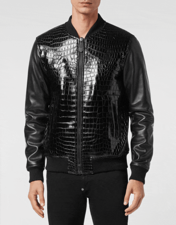 Wicked Black Crocodile Leather Jacket