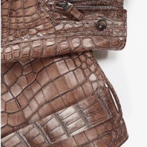 Buy Basal Brown Crocodile Biker Leather Jacket