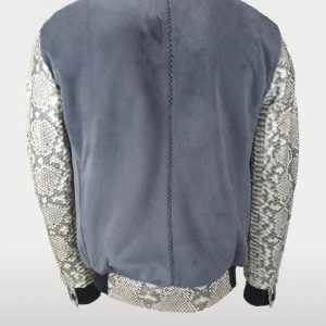 Buy Classic Grey Suede Python Bomber Jacket