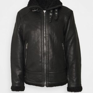 Buy Grove Black Sherpa Leather Jacket