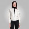 White Leather Bomber Jacket