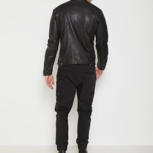 Buy Javier Black Quilted Biker Leather Jacket