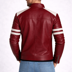 Buy Maroon Leather Biker Jacket