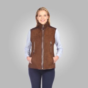 Buy Orchid Brown Suede Leather Biker Vest