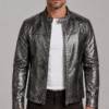 Buy Python Leather Biker Jacket