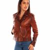 Buy Rote Brown Leather Biker Jacket