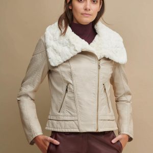 Buy Tonic Beige Leather Jacket