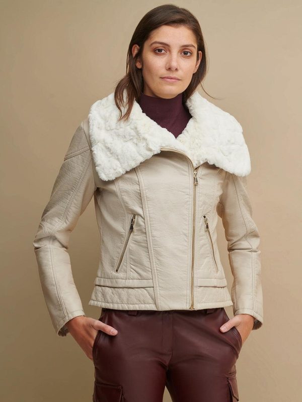 Buy Tonic Beige Leather Jacket