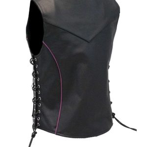 Buy Wanda Black Leather Biker Vest