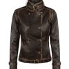 Brown Leather Biker Jacket Women