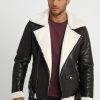 Franklyn B-3 Black & White Leather Bomber Jacket