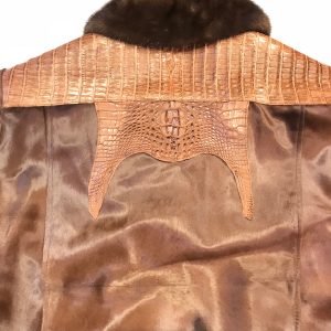 Handmade Trunk Brown Crocodile Fur Jacket