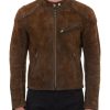 Ash coffee Suede Biker Jacket