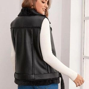 Online Brian Moto Black Leather Vest