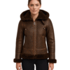 Online Brown Leather Biker Jacket