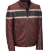 Glamour Maroon Leather Jacket Mens