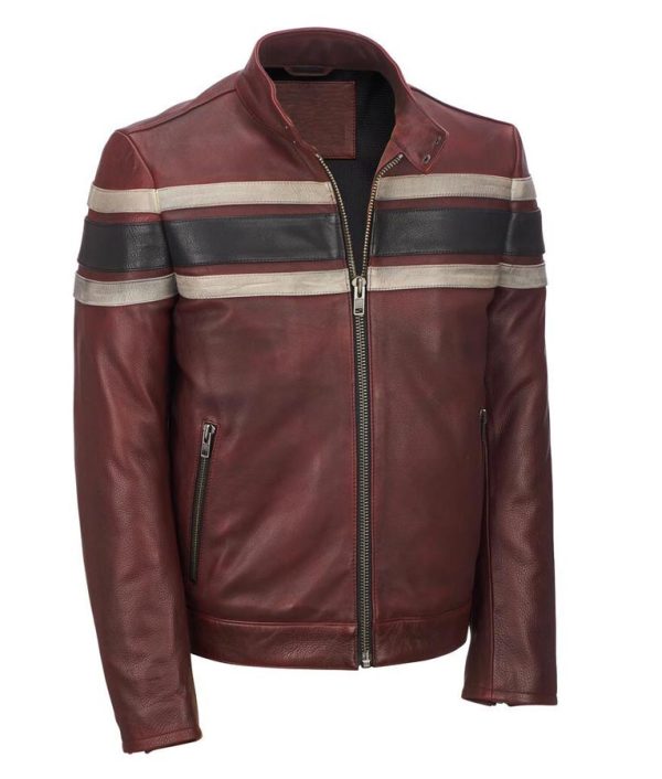 Glamour Maroon Leather Jacket Mens