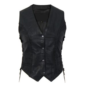 Online Reina Moto Black Leather Vest