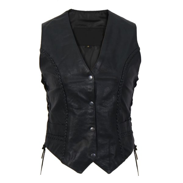 Online Reina Moto Black Leather Vest