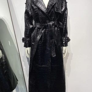 Online Satan Black Crocodile Trench Coat