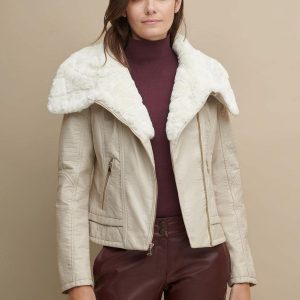 Online Tonic Beige Leather Jacket