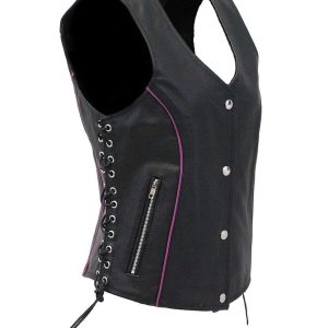 Online Wanda Black Leather Biker Vest