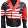 American Flag Black and Red Leather Jacket