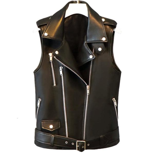 Purchase Ronnie Black Leather Biker Vest
