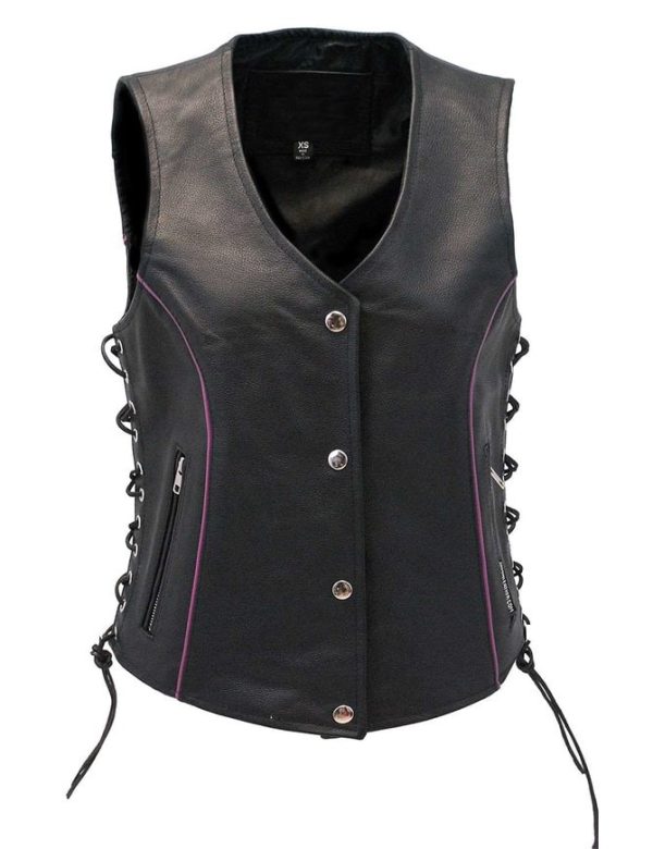 Purchase Wanda Black Leather Biker Vest