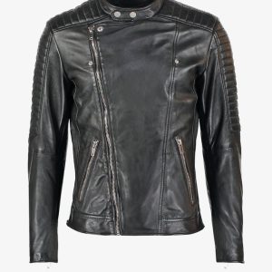 Quality Arnaldo Black Quilted Leather Biker Jacket