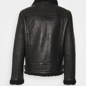 Quality Grove Black Sherpa Leather Jacket