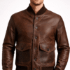 Shop Brown Bomber Leather Jacket