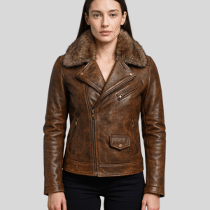 Shop Brown Leather Biker Jacket