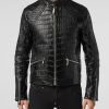 Grim Black Crocodile Leather Jacket