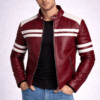 Shop Maroon Leather Biker Jacket