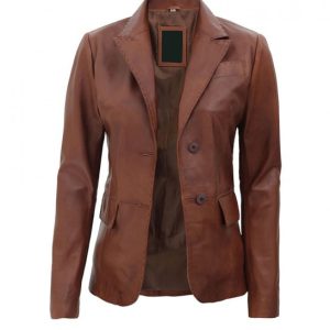Shop Meriyn Brown Leather Blazer