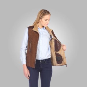 Shop Orchid Brown Suede Leather Biker Vest