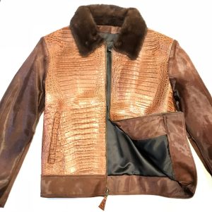 Shop Trunk Brown Crocodile Fur Jacket