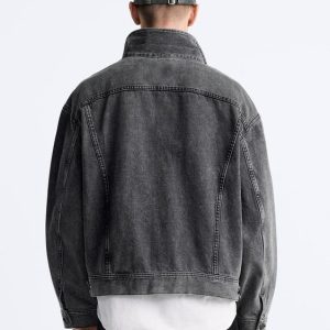 Men’s Black Oversized Denim Trucker Jacket