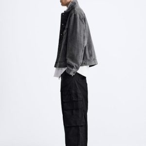 Men’s Black Oversized Denim Trucker Jacket