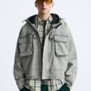 Men’s Hooded Denim Jacket Gray
