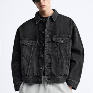 Men’s Oversized Denim Black Denim Jacket