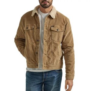 Men’s Shearling Denim Jacket Brown