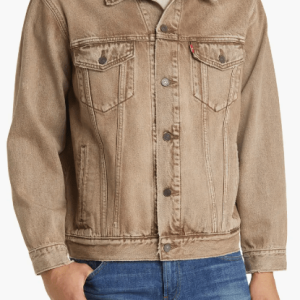 Men’s Beige Trucker Style Denim Jacket