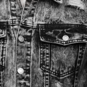 Men’s Ribbed Distressed Denim Jacket In Black