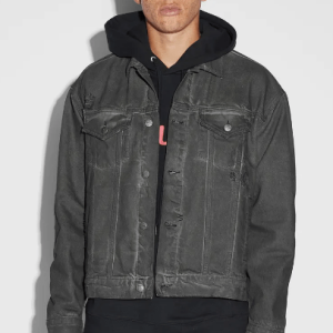 Men’s Trucker Style Denim Jacket In Black