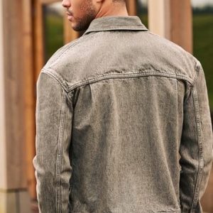 Men’s Beige Distressed Denim Jacket