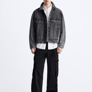 Men’s Black Oversized Denim Trucker Jacket