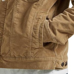 Men’s Shearling Collar Denim Jacket In Brown