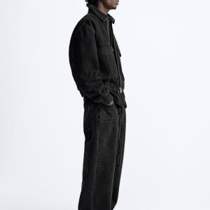 Men’s Vintage Denim Jacket In Black